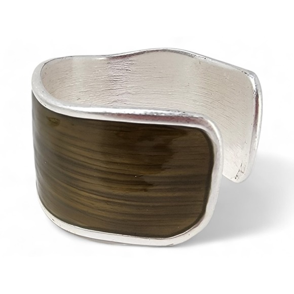 Lia Sophia Antiqued Matte Silver Cuff Bracelet Shifting TIde - Picture 2 of 6